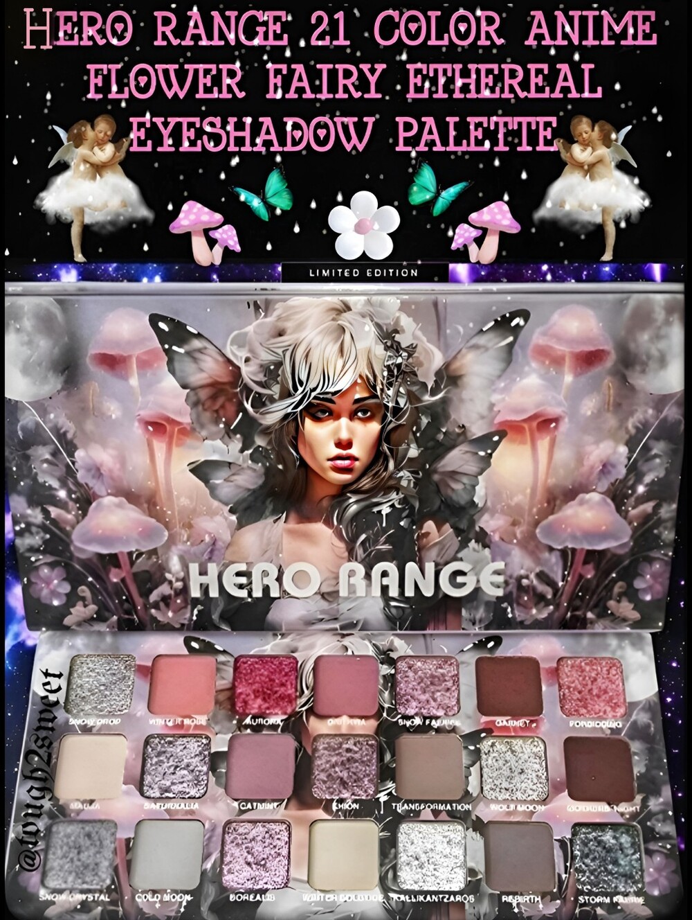 🆕️HERO RANGE 21 COLOR ANIME FLOWER FAIRY ETHEREAL EYESHADOW PALETTE 🧚‍♀️🍄🧚‍♀